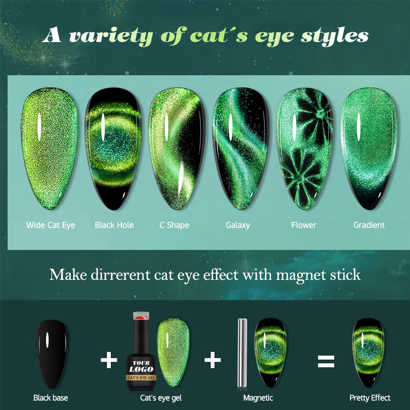 Dual Color Cat Eye Gel Nail Polish